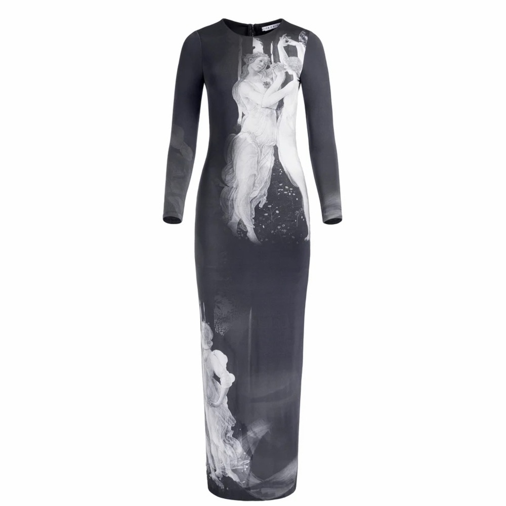NWT Alice + Olivia Renaissance Fresco Statue Delora Body Con Maxi Dress 2